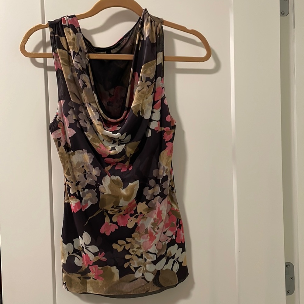 Alex Marie Fitted Floral Top Cowl Neck